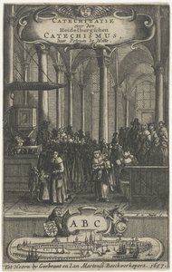 Kirkon sisustus Nimisivu: P. de Witte, Katekisaatio Heidelbergschenin katekisuksesta, 1657 tekijältä Harmen de Mayer