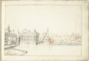 Näkymä Haagin Hofvijverin rakennuksista tekijältä Harmen ter Borch (signed by artist)