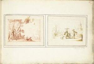 Paimen karjaineen ja katukuva tekijältä Harmen ter Borch (signed by artist)