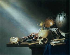 Asetelma: Allegoria ihmiselämän turhuuksista, n. 1640 (öljy tammilevylle)