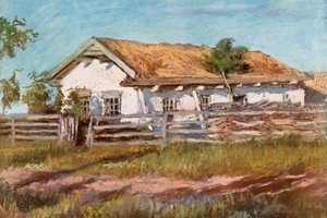 Doukhoborin talo lähellä Vereginiä tekijältä Harold Copping