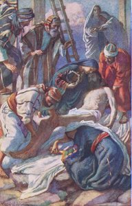 Ristin äärellä, kuvitus Harold Copping Picturesin kuvista: Copping Copping: The Crown Series, 1920-luku tekijältä Harold Copping