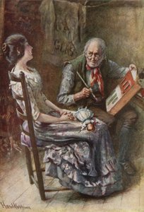 Bertha ja hänen isänsä (väri litho) tekijältä Harold Copping