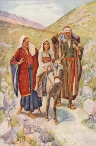 Uusi testamentti: Egyptistä paluu (värilitografia). tekijältä Harold Copping
