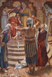 Vanha testamentti: Salomo, viisas kuningas (värilitografia). tekijältä Harold Copping