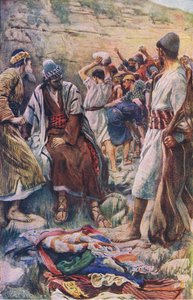 Stephenin kuolema, kuvitus Harold Copping Picturesista: The Crown Series, noin 1920-luku tekijältä Harold Copping