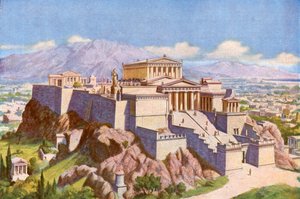 Ateenan Akropolis lännestä