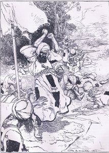 Khalifan kuolema, kuvitus Cassellsin Englannin historiasta, 1900-luku tekijältä Harold Robert Millar