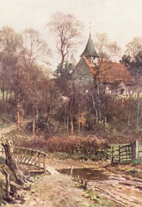 Pyrfordin kirkko, lähellä Wokingia (värilitro). tekijältä Harold Sutton Palmer