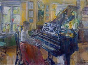 Musiikki, sisustus Loitenin pappilta tekijältä Harriet Backer