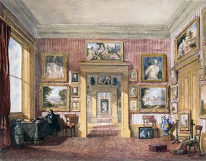 Thirlestainen talon ruokasali, Cheltenham, noin 1843 (vesivärimaalaus). tekijältä Harriet Rushout (attr. to) Bowles
