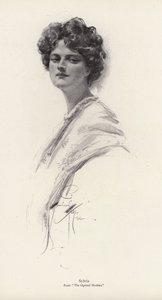 Hahmo, Sylvia, Clara Louise Burnhamin (litho) romaanista The Opened Shutters tekijältä Harrison Fisher