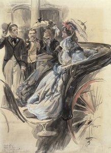 Kärryajelu, 1904 (wc, guassi ja kynä kartongilla)