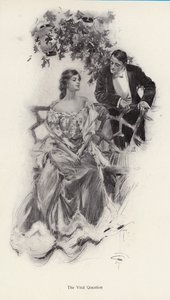 Mies ehdottaa avioliittoa naiselle (litho) tekijältä Harrison Fisher