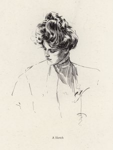 Naisen muotokuva (litho) tekijältä Harrison Fisher