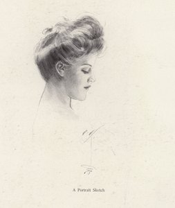Naisen muotokuva profiilissa (litho) tekijältä Harrison Fisher