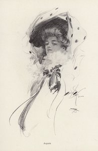 Augusta-nimisen naisen muotokuva (litho) tekijältä Harrison Fisher