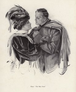 Kohtaus elokuvasta The Man Hunt (litho) tekijältä Harrison Fisher