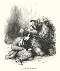Leijona ja hänen vartijansa (kaiverrus) tekijältä Harrison William Weir