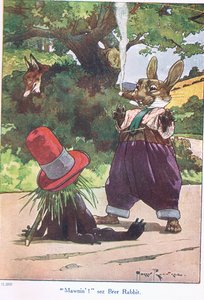 "Mawnin" sanoo Brer Rabbit (väri litho) Brer Rabbit (guassi paperilla)