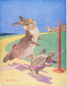 Jänis ja kilpikonna (väri litho)