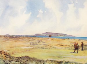 Golfkentät: Dollymount, ensimmäinen tii, Howthin suuntaan (värilitro).