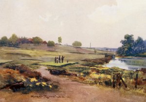 Golfkentät: Handsworth, ensimmäinen tii (värilitografia).