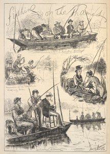 "Fishing on the Thames", "Illustrated Sporting and Dramatic News" -lehden etusivu, 28. lokakuuta 1876 (litho)