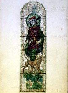 Suunnittelu yhdelle valoikkunalle St. Hubertin hahmolla tekijältä Harry Clarke