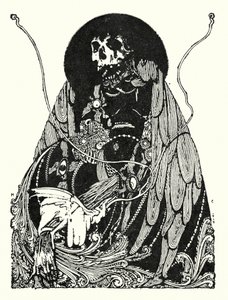 Edgar Allan Poe: loppukappale (litografia) tekijältä Harry Clarke