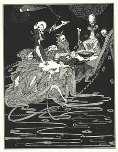 Edgar Allan Poe: Kuningas Pest (litografia) tekijältä Harry Clarke