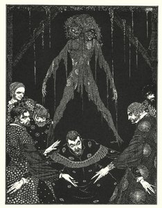 Edgar Allan Poe: Musta kissa (litografia) tekijältä Harry Clarke