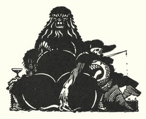 Edgar Allan Poe: Musta kissa (litografia) tekijältä Harry Clarke