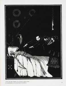 Sängyssä makasi lähes nestemäinen massa inhottavaa - inhottavaa mädyyttä. Esimerkki tarinalle, "faktoja M. Valdemarin tapauksessa". tekijältä Harry Clarke