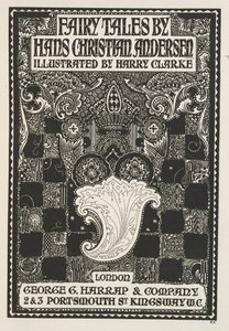 Kuvitettu otsikkosivu, symboleilla ja neliöillä. tekijältä Harry Clarke