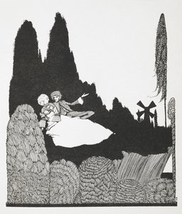 Kuvitus tarinalle "Mestarikissa tai saappaissa oleva pussi". tekijältä Harry Clarke