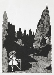 Tarinan kuvitus, "pieni peukalo". tekijältä Harry Clarke