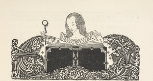 Kuva, jossa nainen lukee kirjaa, sisällyssivun yläosassa. tekijältä Harry Clarke