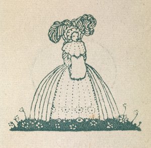 Kuvassa nainen, jolla on yllään suuri mekko. tekijältä Harry Clarke