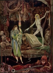 "Thinks, a Million Fools in Choir / raivoavat ja eivät koskaan väsy", Goethen kuvitus Faustista, kääntänyt John Anster tekijältä Harry Clarke