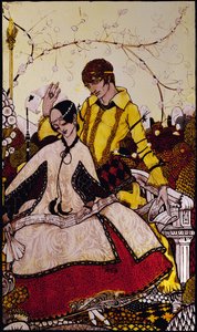 Annamme seitsemän koirapäivää kulua ja nimesimme Queens in Glenmacnass Illustration Harry Clarke J.M. Syngen Queensista tekijältä Harry Clarke