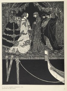 "Se oli Marchesa Aphrodite - koko Venetsian palvonta". Kuvitus tarinalle "tehtävä". tekijältä Harry Clarke