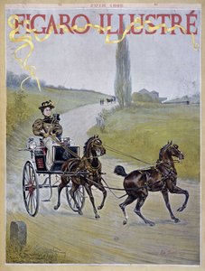 Nainen ajaa vaunuja - lehmä. julkaisussa "" Figaro Illustrated""