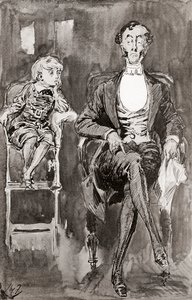 Harry Furnissin kuvitus Charles Dickensin romaaniin Dombey and Son The Testimonial Editionista, julkaistu 1910. tekijältä Harry Furniss