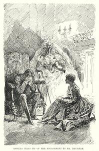 Charles Dickensin kuvitus suurille odotuksille (litho) tekijältä Harry Furniss