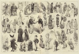 Luonnokset Fancy Dress Ballista Liverpoolissa tekijältä Harry Furniss