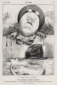 Kiinan Humpty Dumpty, sarjakuva nyrkkeilijöiden kapinasta ja buurien sodasta (kaiverrus)