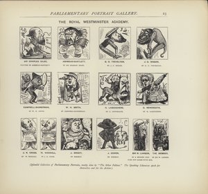 Royal Westminster Academy - kuvitella kuinka poliitikot voisivat maalata toisiaan (litho) tekijältä Harry Furniss