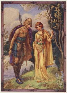 "Anna minulle lupa olla kosijasi", Dyfedin prinssi (värilitografia).