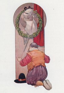 Don Quijoten kuvitus (värilitro) tekijältä Harry George Theaker